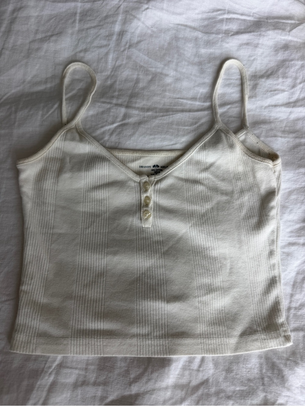 Brandy Melville Cream Ribbed Button-Front Cami